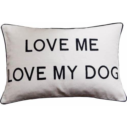 Love Me Love My Dog Embroidered Cushion Cream